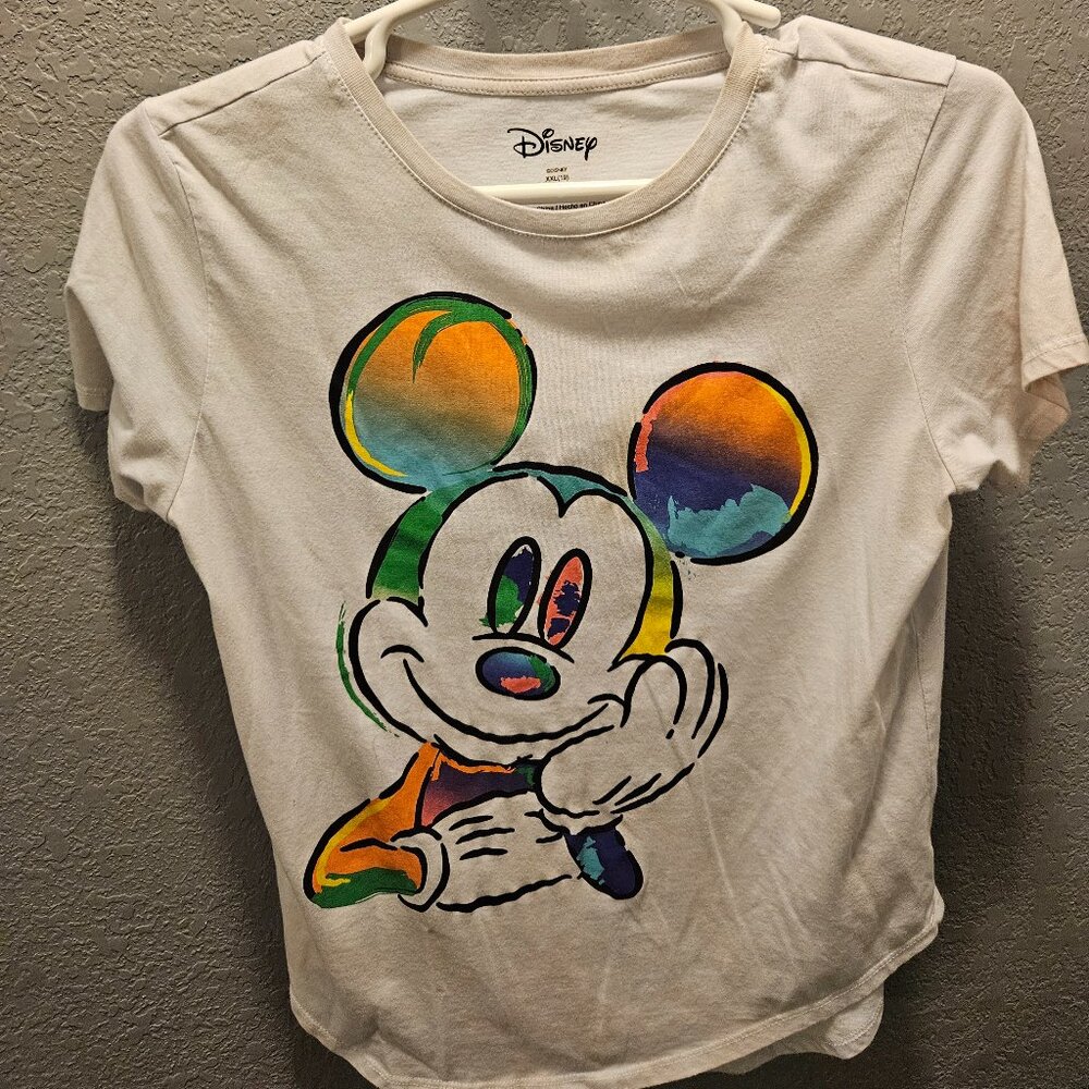 Disney Colorful Watercolor Mickey Tee XXL